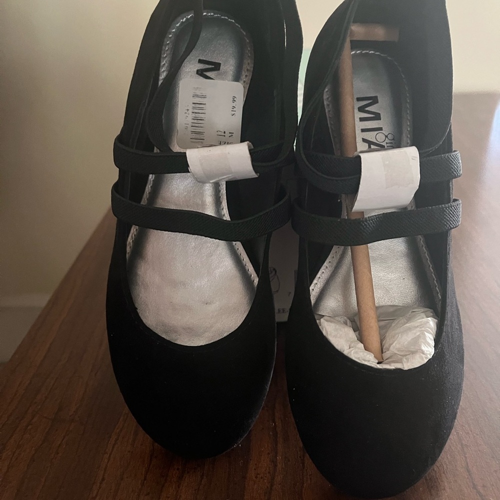 MIA Black Dual-Strap Mary Jane Flats